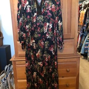 Floral Black M Maxi Dress